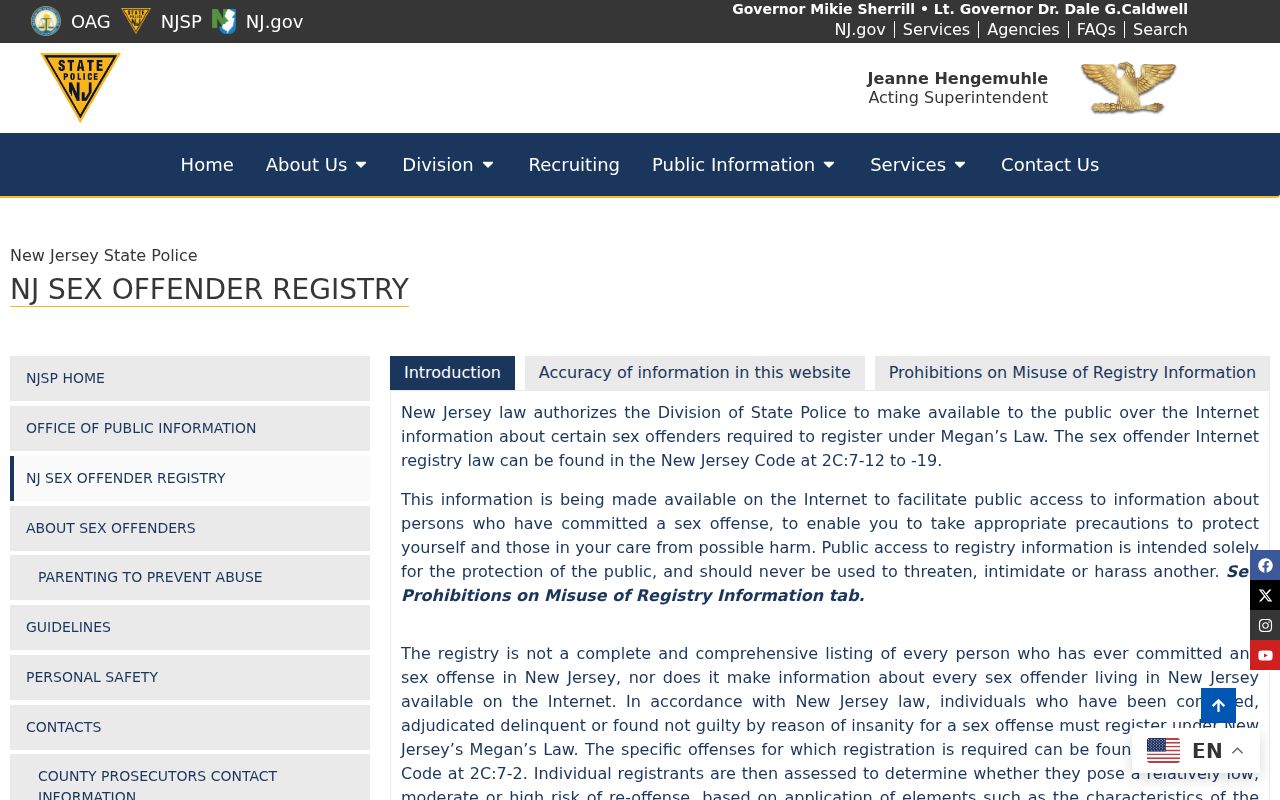 Edison residents directory New Jersey sex offender registry page