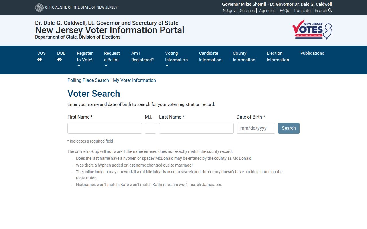 Edison residents directory New Jersey voter registration check page